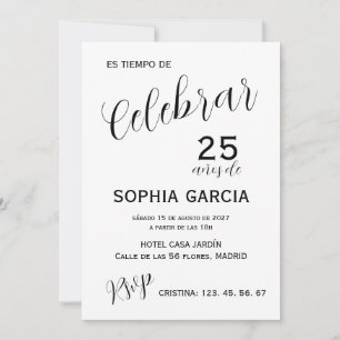 Convites Aniversário "Celebrar 25 Años" Moderno