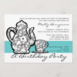 Convites Aniversário Chá com Cor Alterável