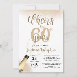 Convites Aniversário CHEERS PARA # ANOS Dourado Script