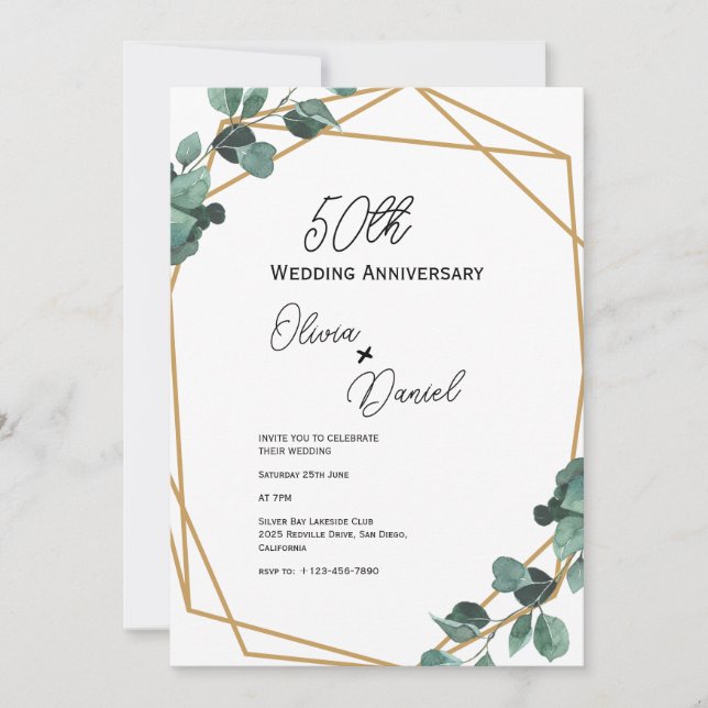 Convites Aniversário Clássico de Casamento de Emerald Green (Frente)