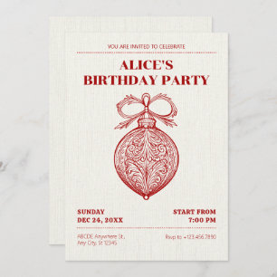 Convites Aniversário clássico de Enfeites de natal antigo