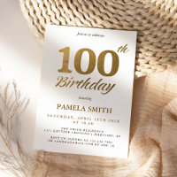 Aniversário clássico de luxo elegante dourado 100