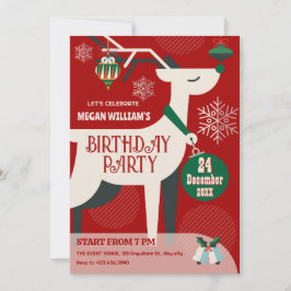 Convites Aniversário clássico de natal de veados