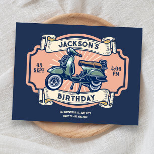 Convites Aniversário clássico do retro de motociclo