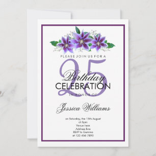 Convites Aniversário Clematis Romântica com Púrpura Clássic
