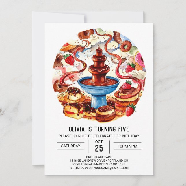 Convites Aniversário Colorido de Chocolate (Frente)