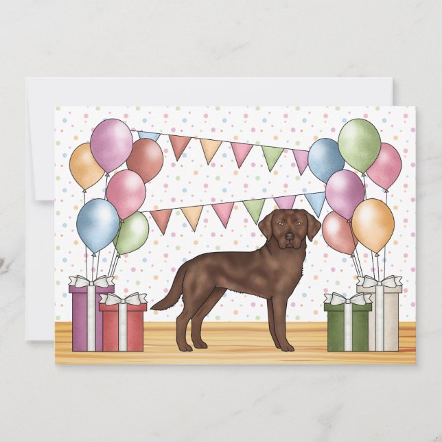 Convites Aniversário Colorido do Cachorro Labrador Retrieve (Frente)
