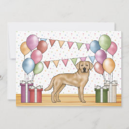 Convites Aniversário Colorido do Cão Retriever Labrador Ama