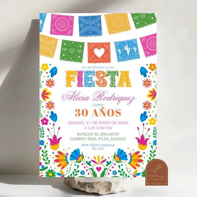 Convites Aniversário Colorido Talavera Fiesta Mexicana (Criador carregado)