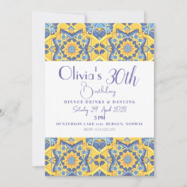 Convites Aniversário com Azulejo Amarelo e Azul Detalhado