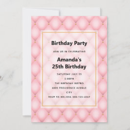 Convites Aniversário com padrão de diamante rosa luxuoso