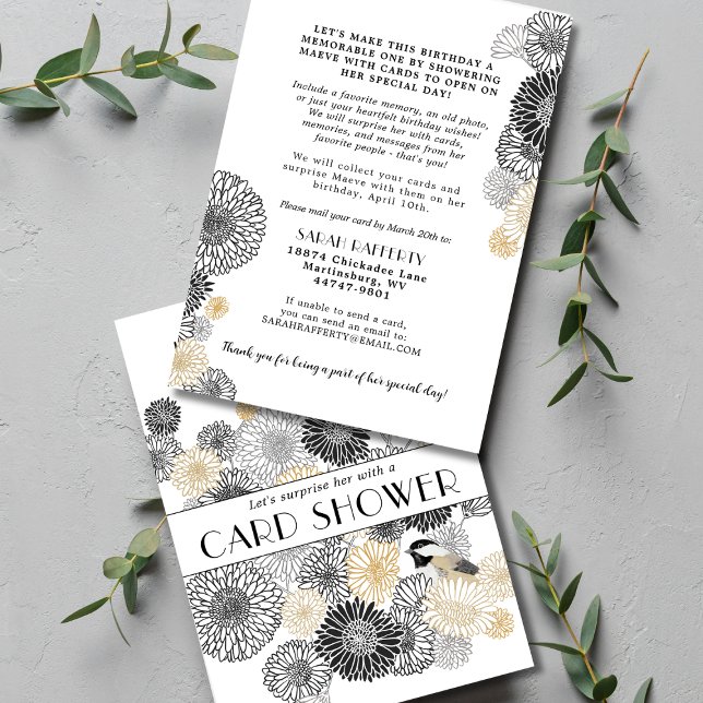 Convites Aniversário Comemorativo Carta de Chuva Preta e Do (Criador carregado)