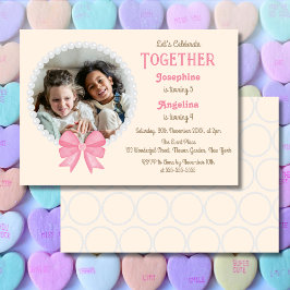 Convites Aniversário comum de Arco Rosa-Rosa-Branco