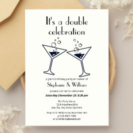 Convites Aniversário comum de Celebração Dupla Branca Moder