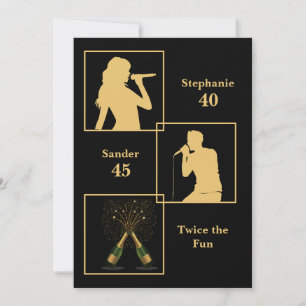 Convites Aniversário comum Dobre o Dourado divertido preto