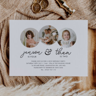 Convites Aniversário conjunto 3 Fotos redondas