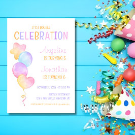 Convites Aniversário Conjunto De Balões Brilhante E Colorid