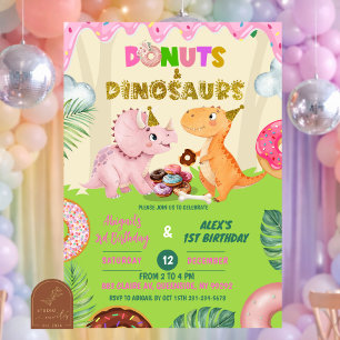 Convites Aniversário Conjunto de Irmãos - Donut Doce Rosa &