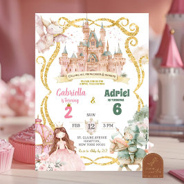 Convites Aniversário Conjunto de Princesa e Cavaleiro Menin