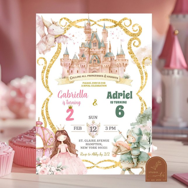 Convites Aniversário Conjunto de Princesa e Cavaleiro Menin (Criador carregado)