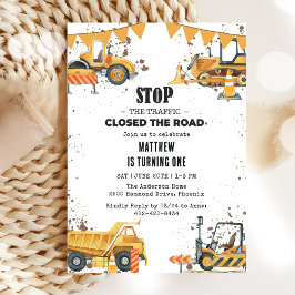 Convites Aniversário Conjunto do Tema Caminhões de Construç