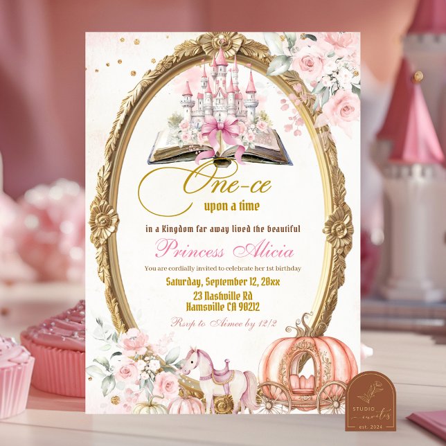 Convites Aniversário Conto de Fadas Rosa Abóbora de Outono (Criador carregado)