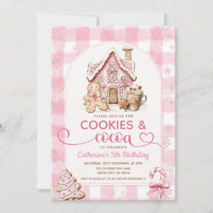Convites Aniversário Cookies & Cacau Flocos de Neve Rosa Fe