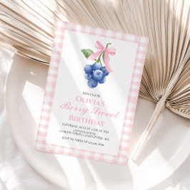 Convites Aniversário Coquette Doce de Mirtilo com Laço Rosa
