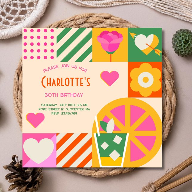 Convites Aniversário Cúbico Moderno (Criador carregado)