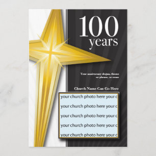 Convites Aniversário customizável da igreja de 100 anos -