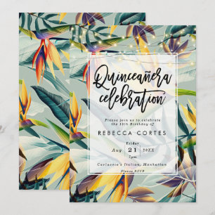 Convites aniversário da 15 da quinceanera da selva tropica