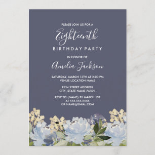 Convites Aniversário da aguarela floral elegante das cinza