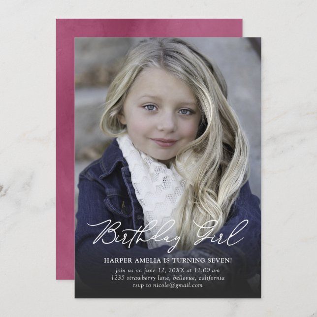 Convites Aniversário da Aniversário da Moderna Caligrafia (Frente/Verso)