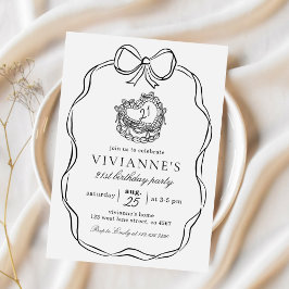 Convites Aniversário da Arco Negra Desenhada em Mão Moderna