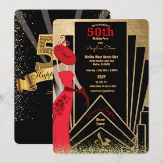 Convites Aniversário da Arte Deco Design da década de 1920 