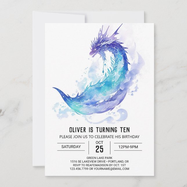 Convites Aniversário da Aventura do Dragão Medieval Cuja Ca (Frente)