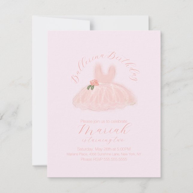 Convites Aniversário da Ballerina Tutu em Qualquer Idade (Frente)