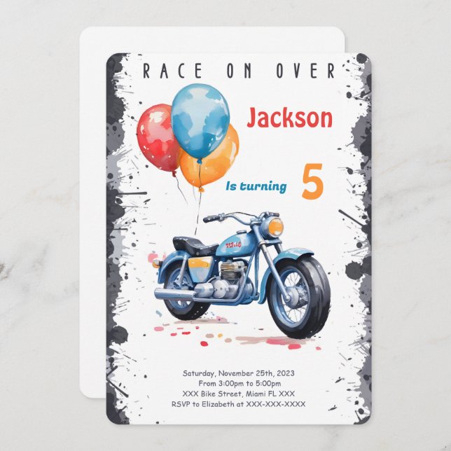 Convites Aniversário da Bicicleta Azul (Frente/Verso)