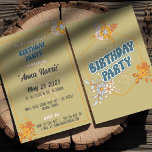 Convites Aniversário da Boêmia Estilo B-Day Vintage<br><div class="desc">A Coleção Groovy - uma coleção única e atraente que combina os retrorreflectores com uma paleta neutra e terrestre,  trazendo um toque do estilo hippie.</div>