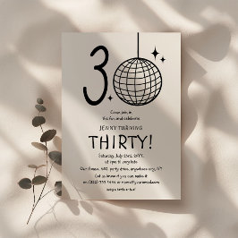 Convites Aniversário da Bola Disco de 30 de Doodle Mínimo