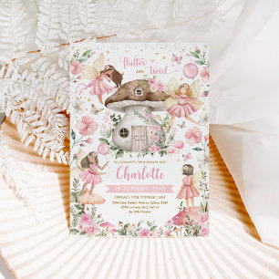 Convites Aniversário da bonito Fada-Fada-Fada-Garden