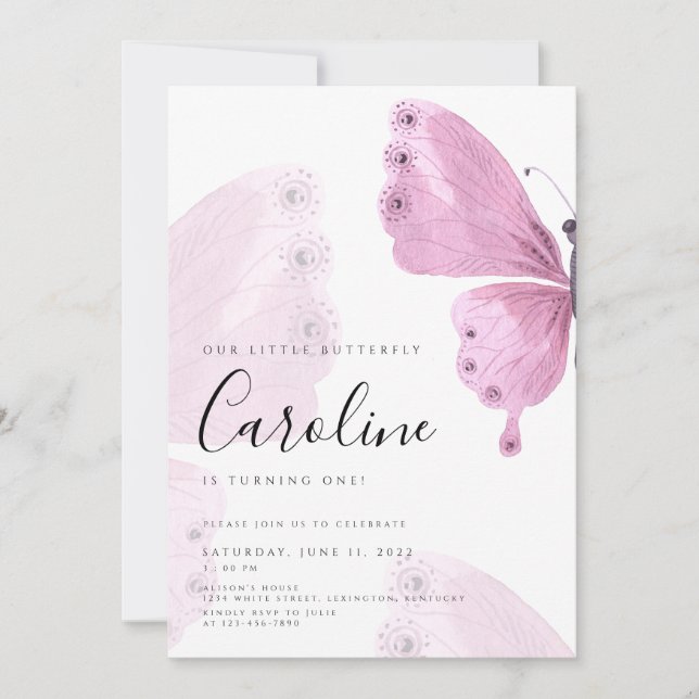 Convites Aniversário da borboleta (Frente)