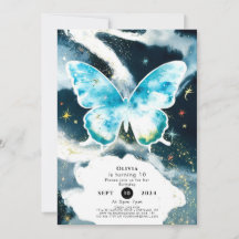 Aniversário da Borboleta de Aquarela Mística