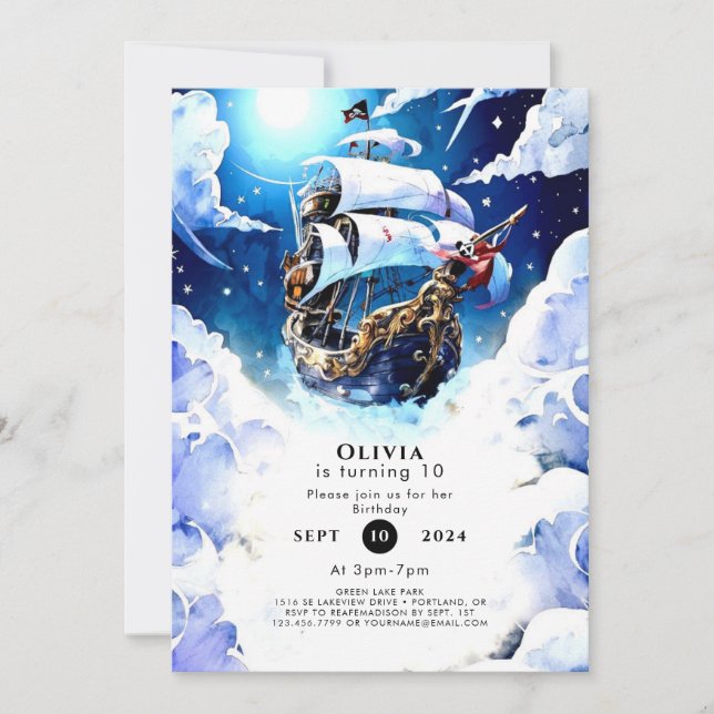 Convites Aniversário da Caça Pirata do Tesouro Encantado (Frente)