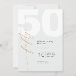 Convites Aniversário da Caligrafia Elegante Neutral Dourada