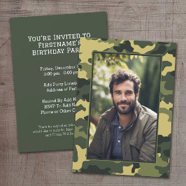 Convites Aniversário da camuflagem militar com Foto