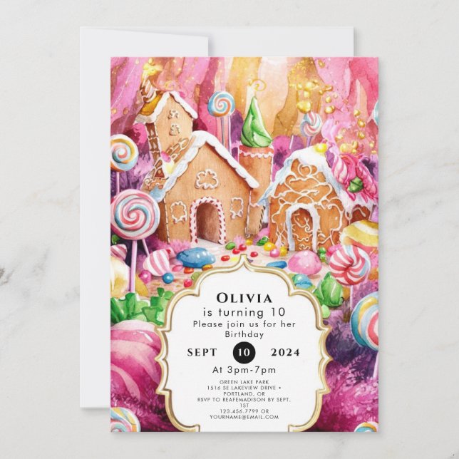 Convites Aniversário da Candyland para Crianças Personaliza (Frente)