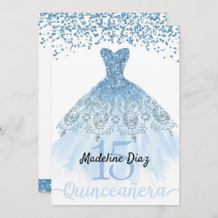 Convites Aniversário da Cinderela Azul Quinceanera