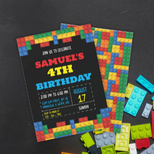 Convites Aniversário da Construção de Blocos de Construção