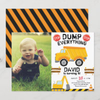 Aniversário da Construção de Caminhão Amarelo com 